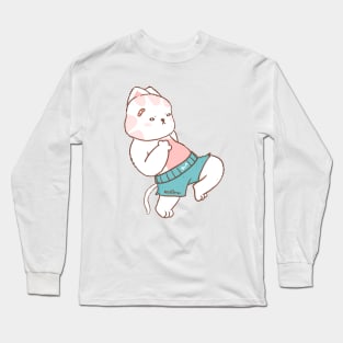 cute fighter cat muay thai boxing, Knee action, great idea for muay thai, boxing lover. It will bring their smile with this gift Long Sleeve T-Shirt